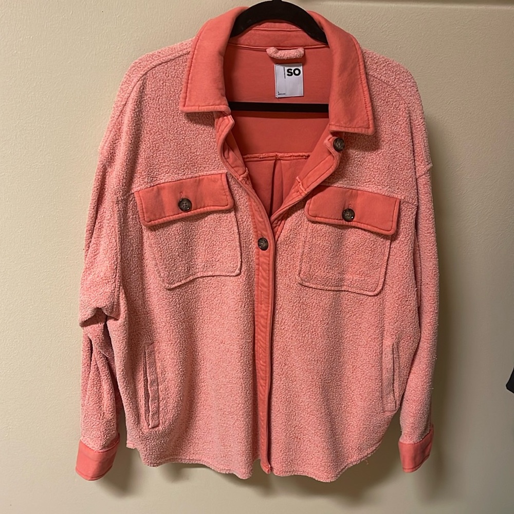 Coral Pink SO Fleece shacket